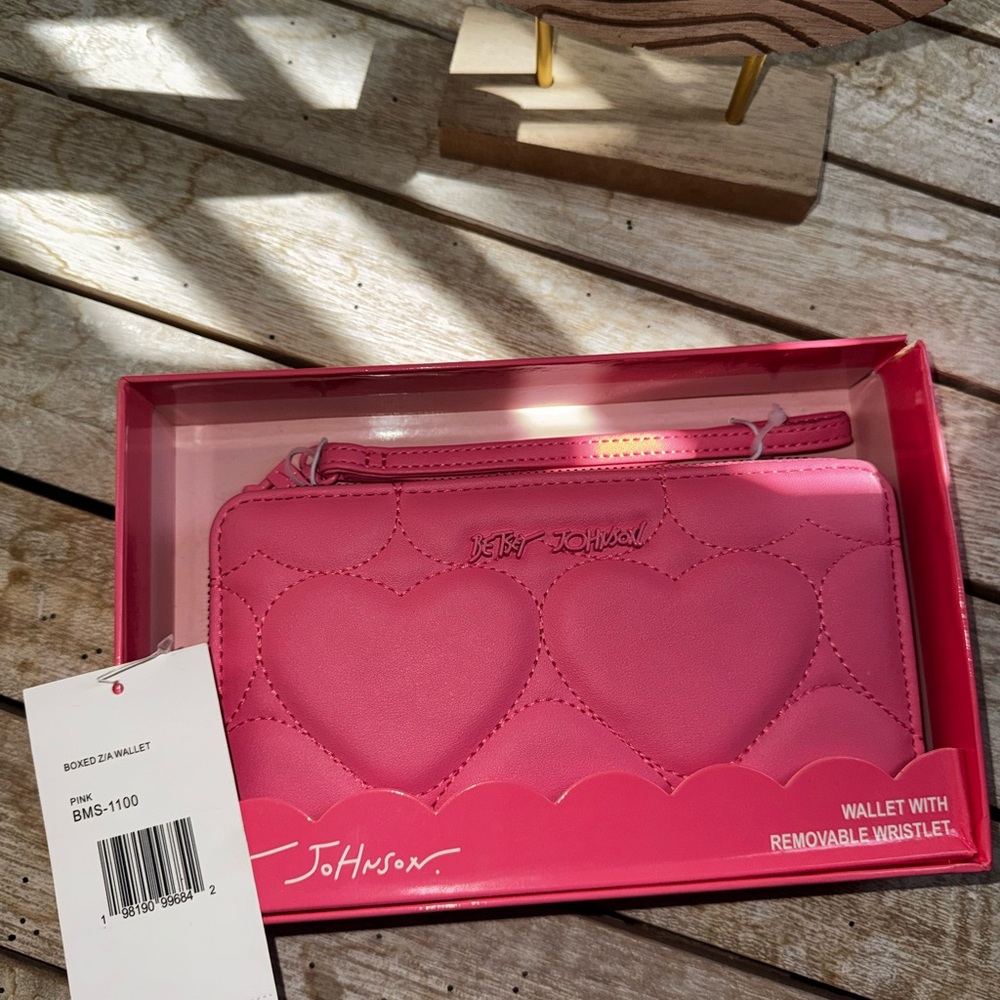 Betsey Johnson Pink Heart Wallet with Wristlet